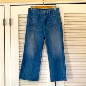 J Crew cropped wide leg patch-pocket jean in all day stretch